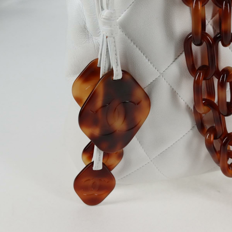 【日本直送】香奈兒 Matelasse 鏈條單肩包 小羊皮 白色 CC 正品 134221-17