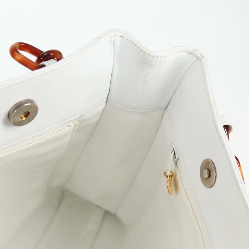 【日本直送】香奈兒 Matelasse 鏈條單肩包 小羊皮 白色 CC 正品 134221-19