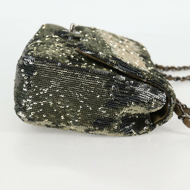 【日本直送】香奈兒 2017 郵輪系列 Coco Cuba 鏈條單肩包亮片綠色 CC 正品 ar13715M-3