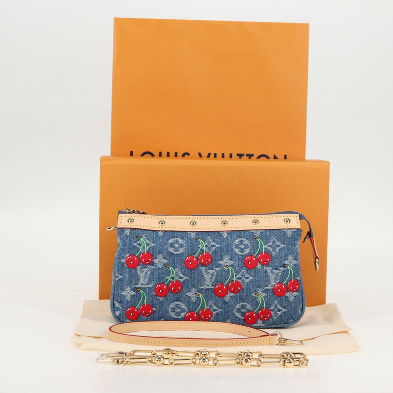 【日本直送】路易威登 Monogram Denim Cherry Pochette 手拿包,藍色,貨號 M13994,LV 正品,ar13663SM-11
