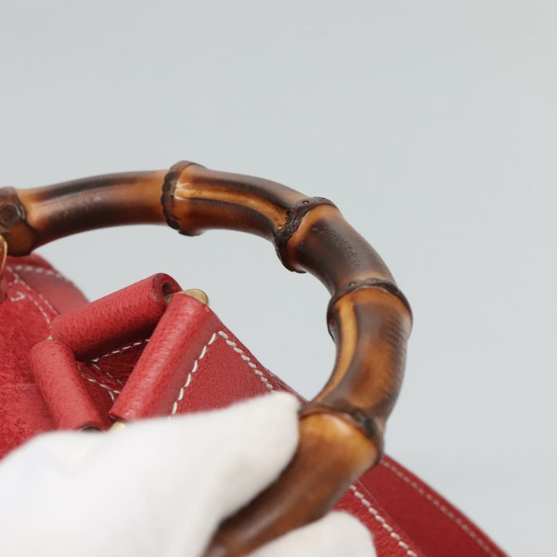 【日本直送】GUCCI 竹子背包 絨面革 紅金 003 2058 0016 正品 136160-13