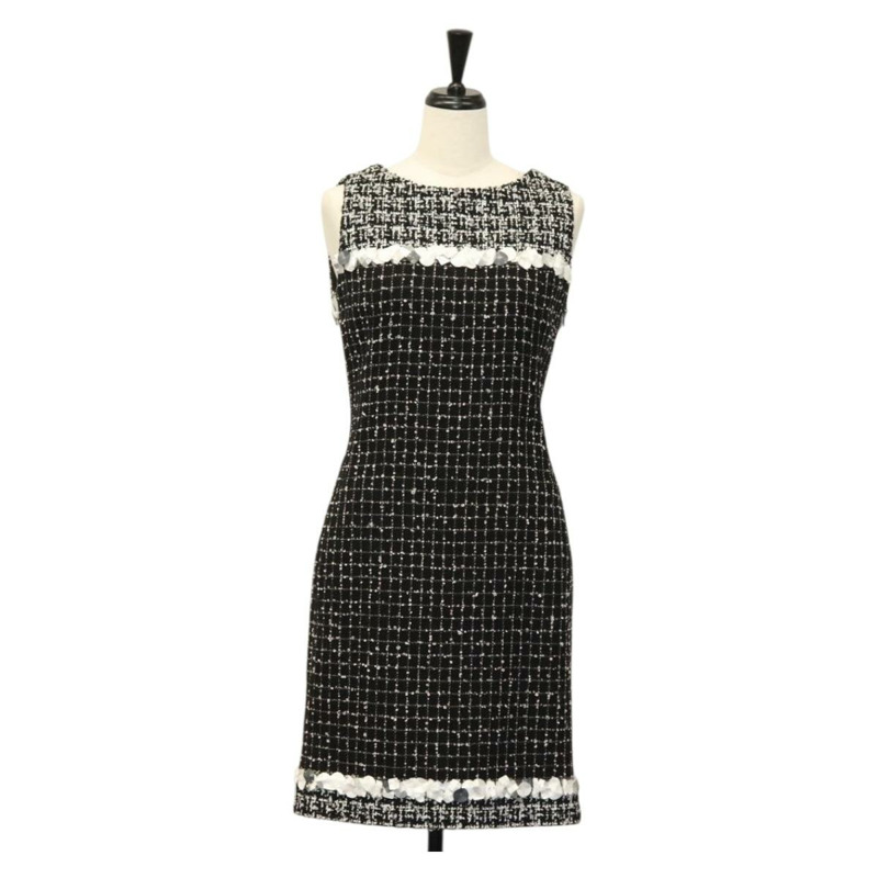 【日本直送】香奈兒黑色斜紋軟呢連身襯衫，CC標誌，貨號132999M-0