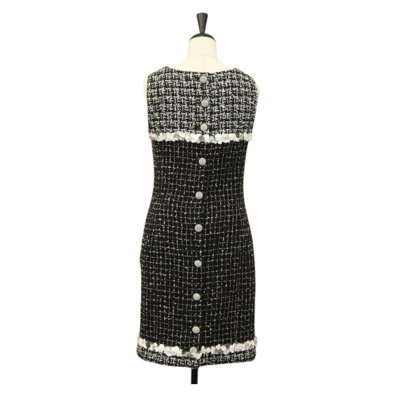 【日本直送】香奈兒黑色斜紋軟呢連身襯衫，CC標誌，貨號132999M-1