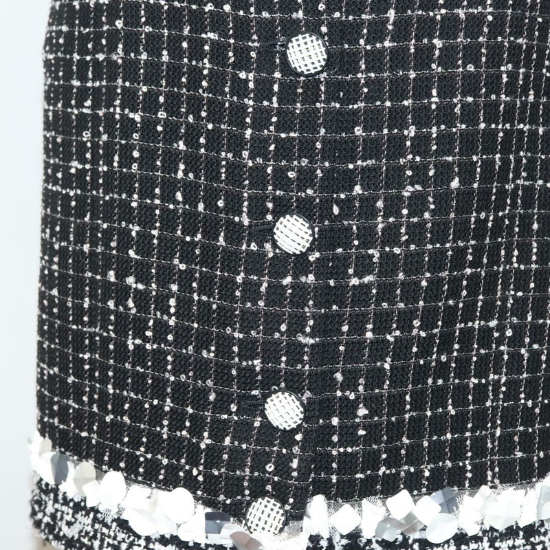 【日本直送】香奈兒黑色斜紋軟呢連身襯衫，CC標誌，貨號132999M-6