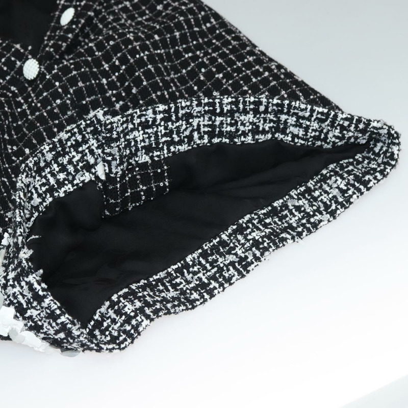 【日本直送】香奈兒黑色斜紋軟呢連身襯衫，CC標誌，貨號132999M-11