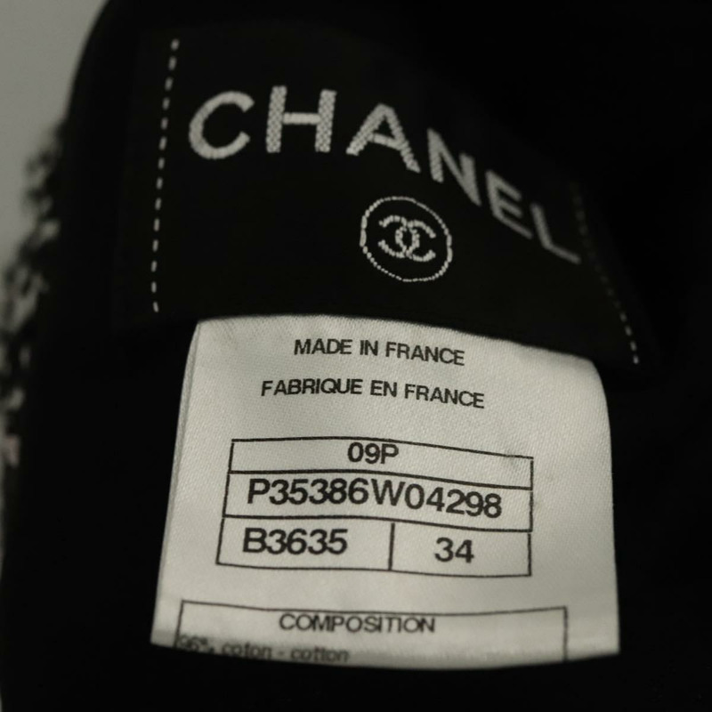 【日本直送】香奈兒黑色斜紋軟呢連身襯衫，CC標誌，貨號132999M-12
