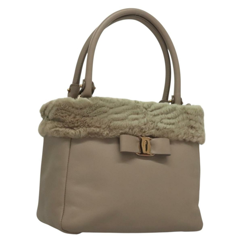 【日本直送】Salvatore Ferragamo 手提包 皮革 灰色 金色 正品 133404-0