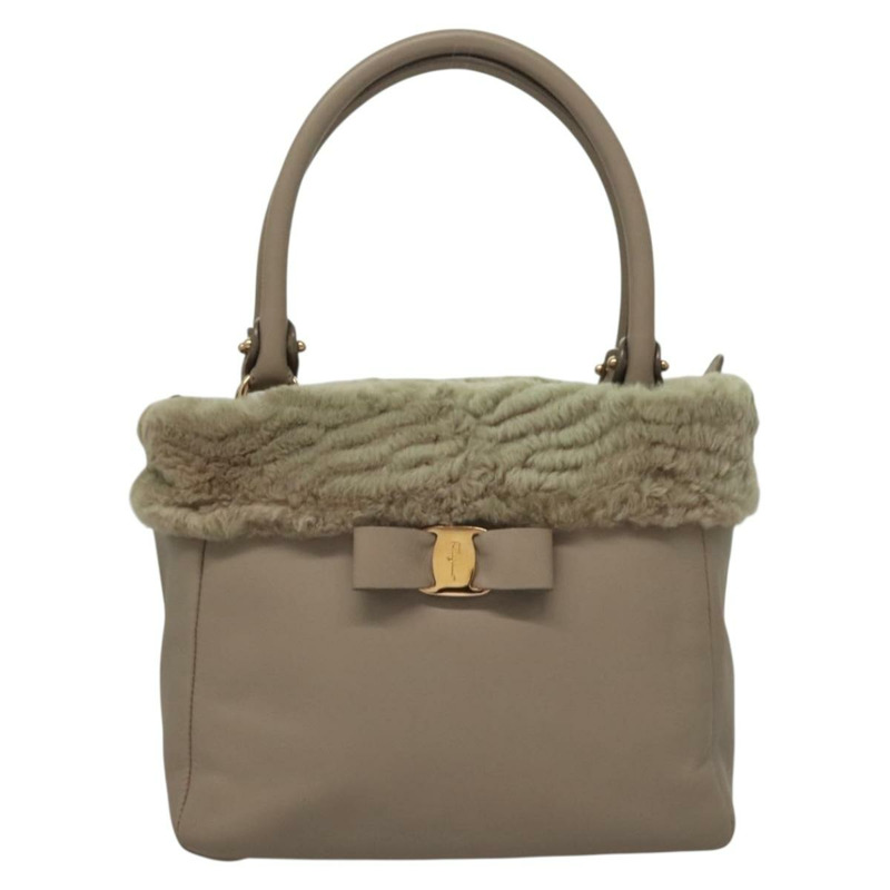 【日本直送】Salvatore Ferragamo 手提包 皮革 灰色 金色 正品 133404-12