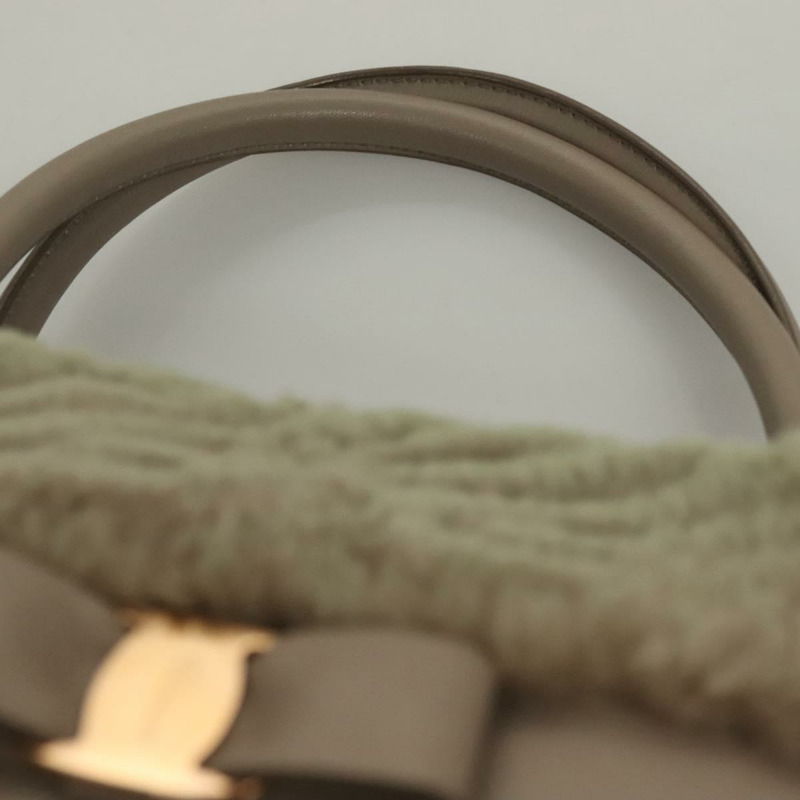 【日本直送】Salvatore Ferragamo 手提包 皮革 灰色 金色 正品 133404-13