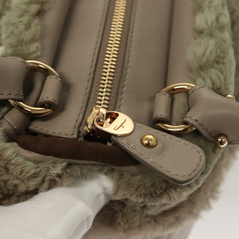 【日本直送】Salvatore Ferragamo 手提包 皮革 灰色 金色 正品 133404-17