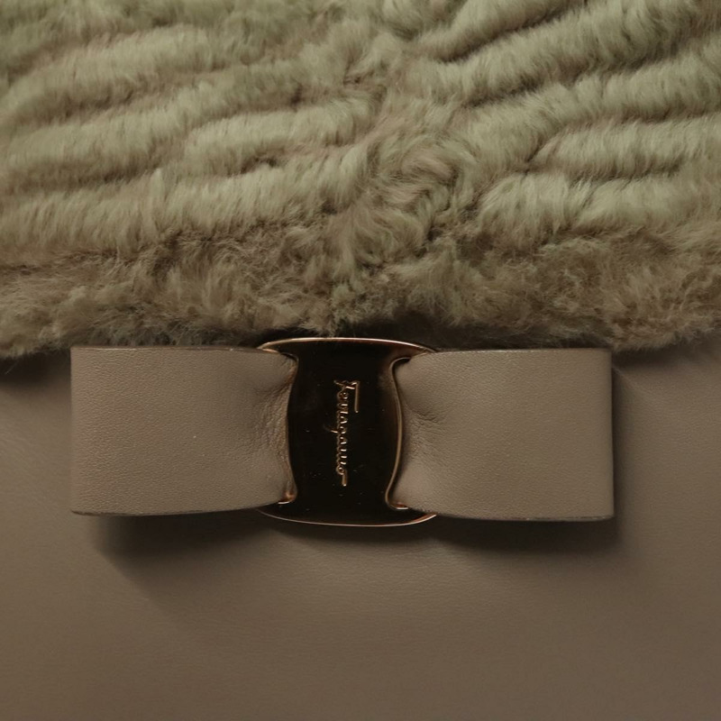 【日本直送】Salvatore Ferragamo 手提包 皮革 灰色 金色 正品 133404-18