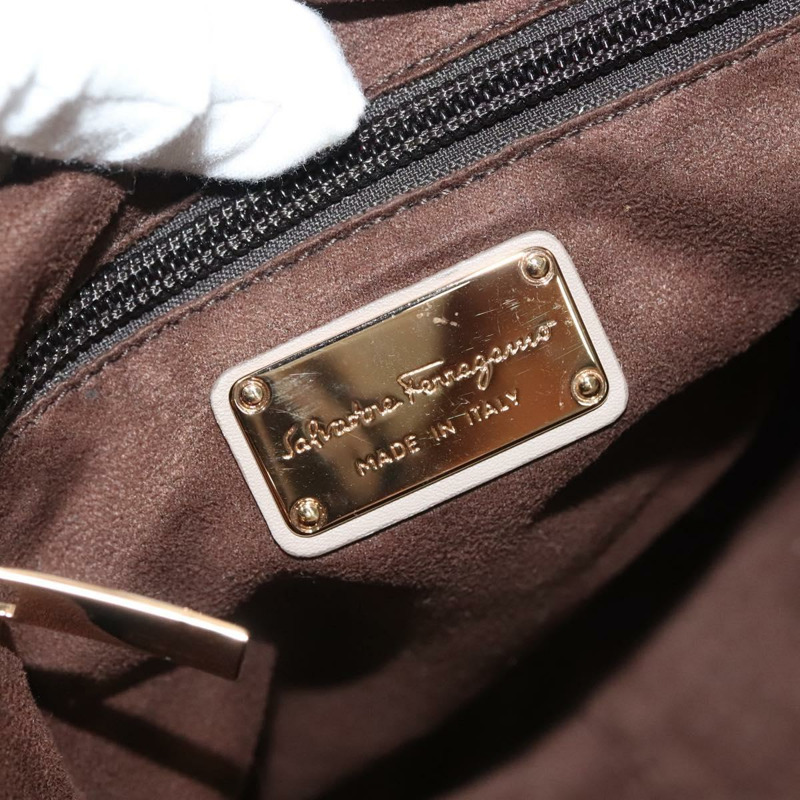 【日本直送】Salvatore Ferragamo 手提包 皮革 灰色 金色 正品 133404-19
