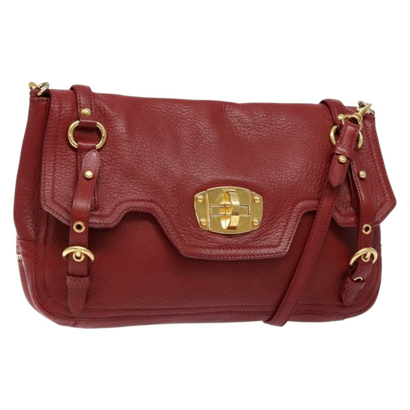【日本直送】Miu Miu 單肩包 皮革 紅金 正品 133412-0