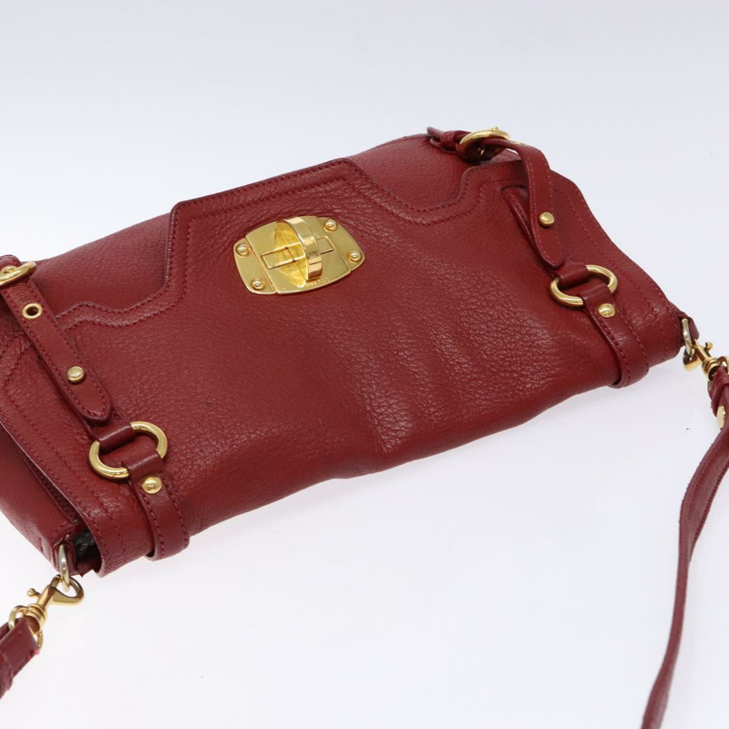 【日本直送】Miu Miu 單肩包 皮革 紅金 正品 133412-5