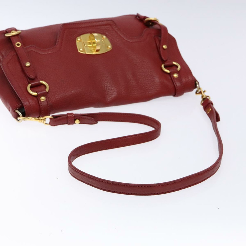 【日本直送】Miu Miu 單肩包 皮革 紅金 正品 133412-6