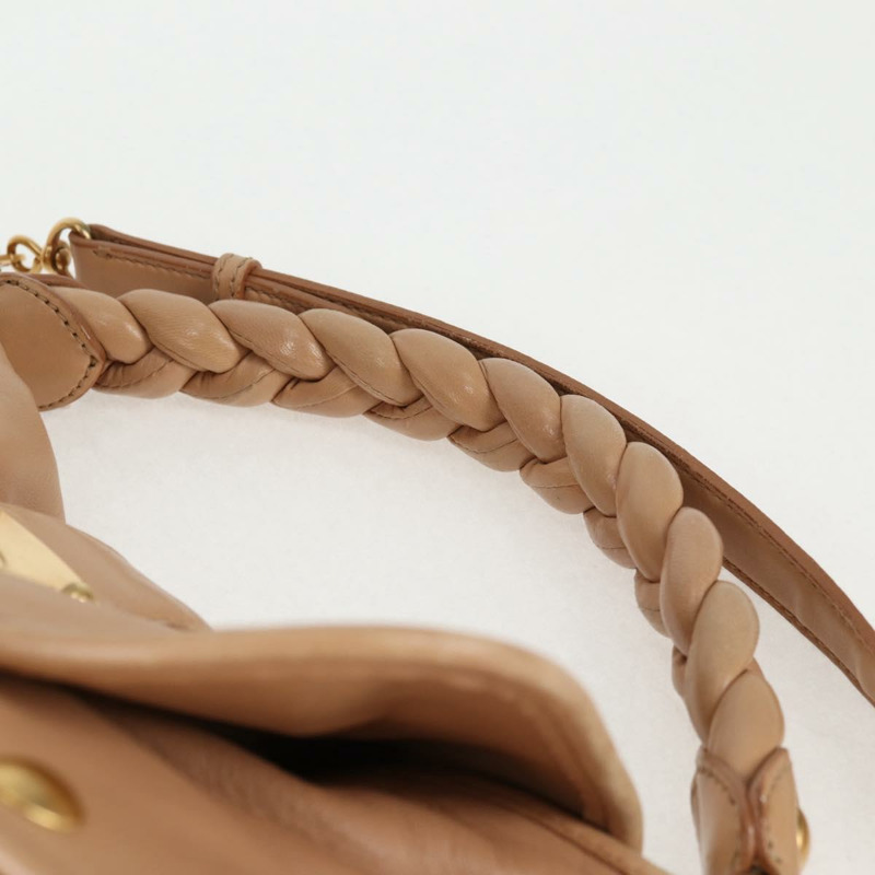 【日本直送】Miu Miu Matelasse 手提包 皮革 2 向 米色 金 正品 133401-13