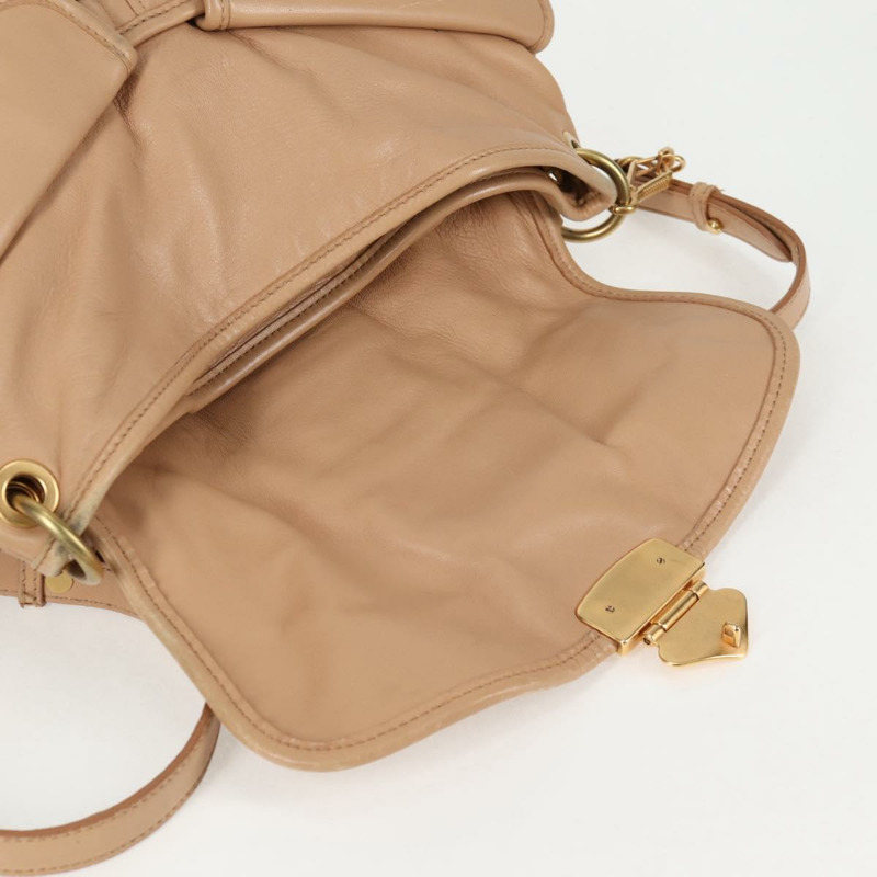 【日本直送】Miu Miu Matelasse 手提包 皮革 2 向 米色 金 正品 133401-22