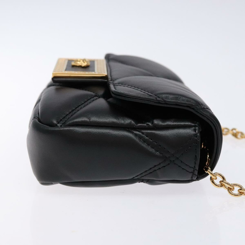 【日本直送】VERSACE 肩背包 皮革 黑金 正品 133352-2