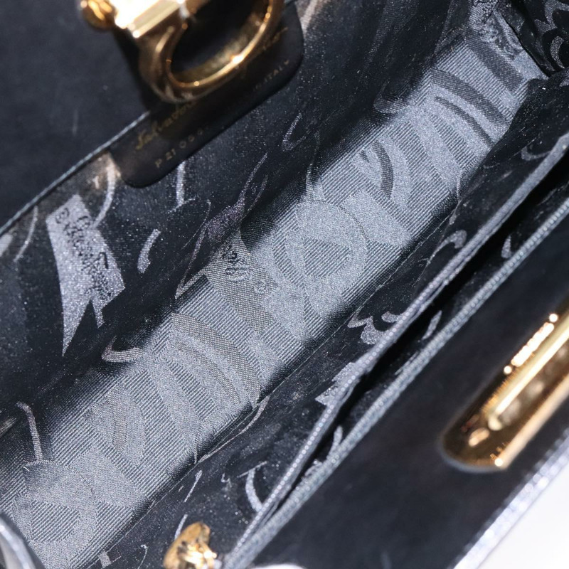 【日本直送】Salvatore Ferragamo Gancini 鏈條單肩包 皮革 黑金色 正品 136021-9