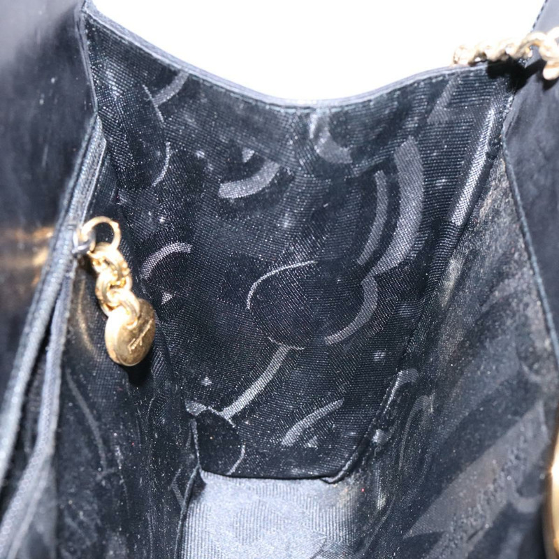 【日本直送】Salvatore Ferragamo Gancini 鏈條單肩包 皮革 黑金色 正品 136021-18