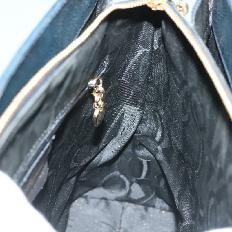 【日本直送】Salvatore Ferragamo Gancini 單肩包 皮革 海軍藍 金色 正品 136108-17