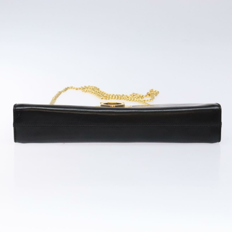 【日本直送】Salvatore Ferragamo Gancini 鏈條單肩包 皮革 黑金色 正品 136121-4