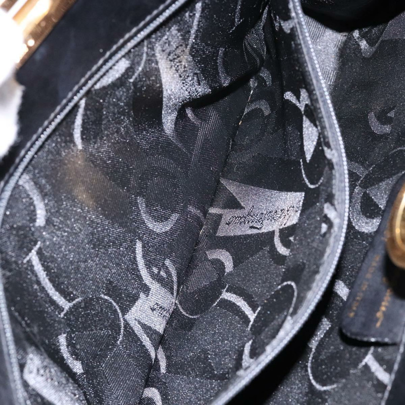 【日本直送】Salvatore Ferragamo Gancini 鏈條單肩包 皮革 黑金色 正品 136121-10