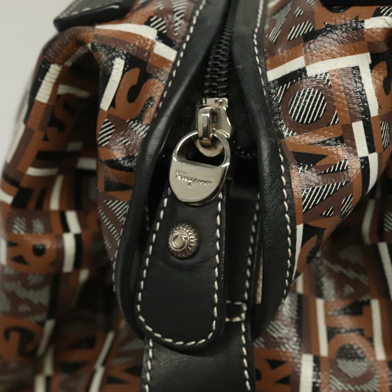 【日本直送】Salvatore Ferragamo 手提包 PVC 棕色銀色 正品 133394-9