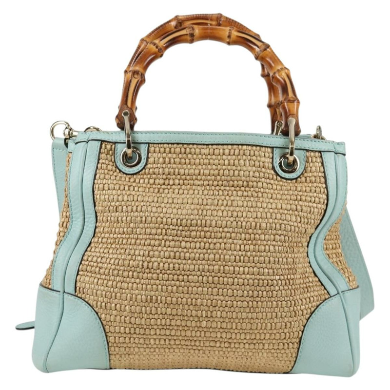 【日本直送】GUCCI 竹編手提包 拉菲草兩用 米色 金色 336032 正品 136270-1