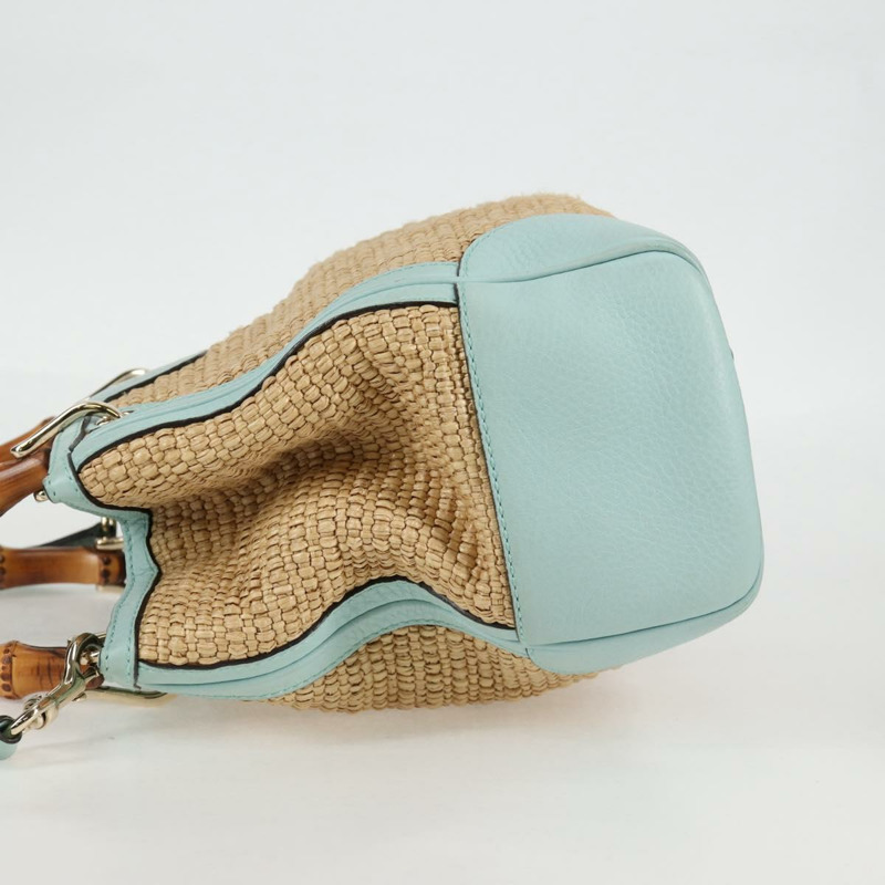 【日本直送】GUCCI 竹編手提包 拉菲草兩用 米色 金色 336032 正品 136270-2