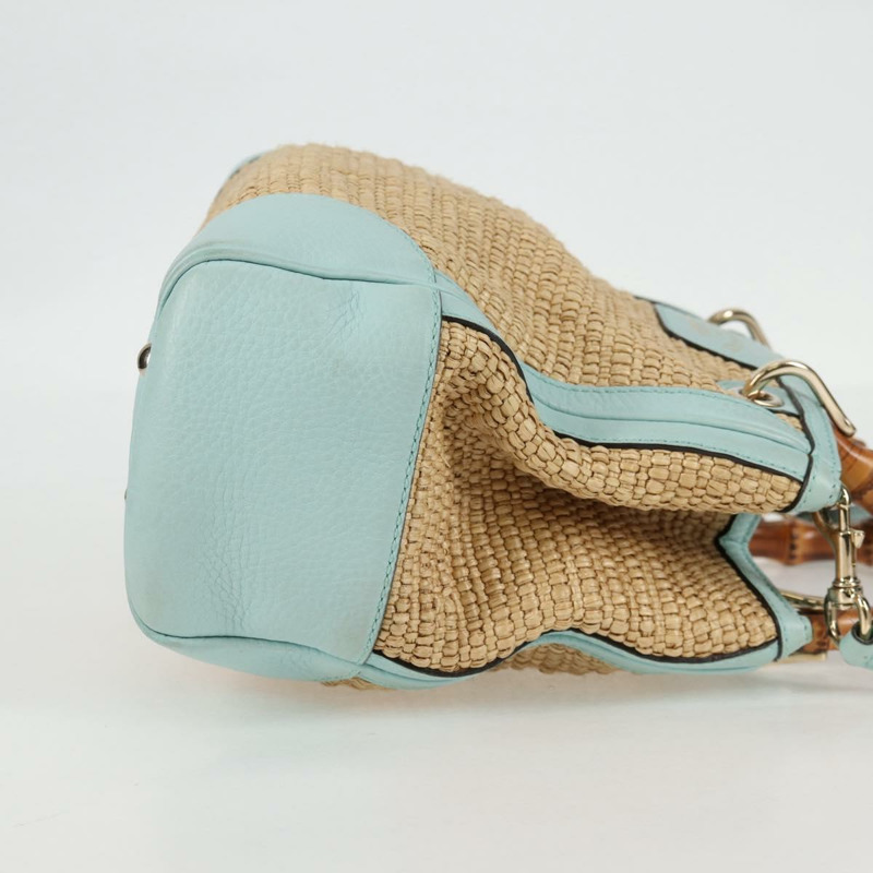【日本直送】GUCCI 竹編手提包 拉菲草兩用 米色 金色 336032 正品 136270-3