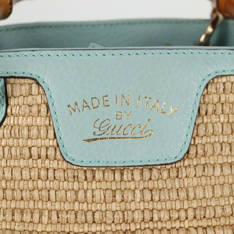 【日本直送】GUCCI 竹編手提包 拉菲草兩用 米色 金色 336032 正品 136270-19