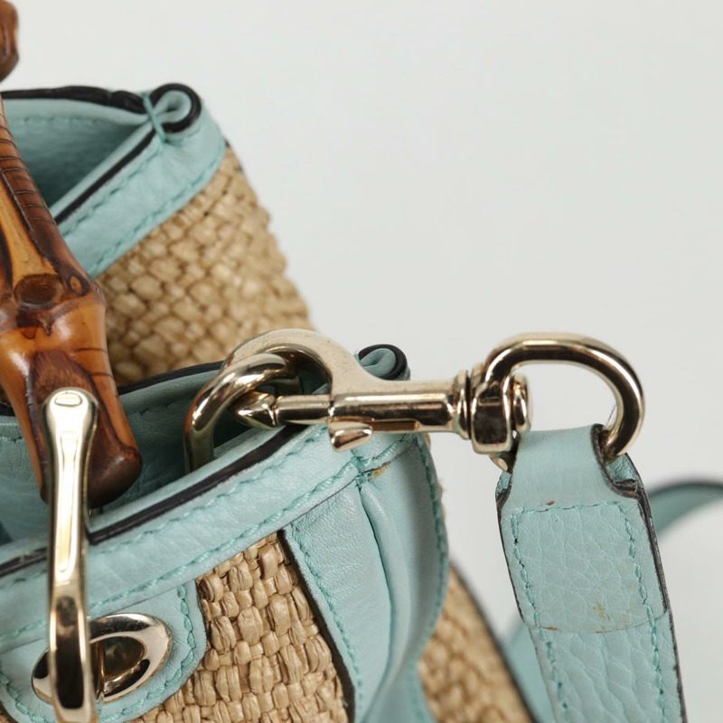 【日本直送】GUCCI 竹編手提包 拉菲草兩用 米色 金色 336032 正品 136270-20