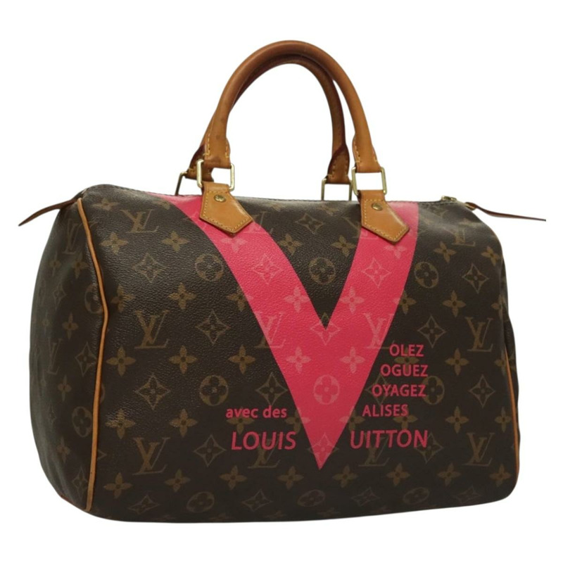 【日本直送】路易威登 Monogram V Line Speedy 30 手提包粉紅色 LV 正品 136293-0