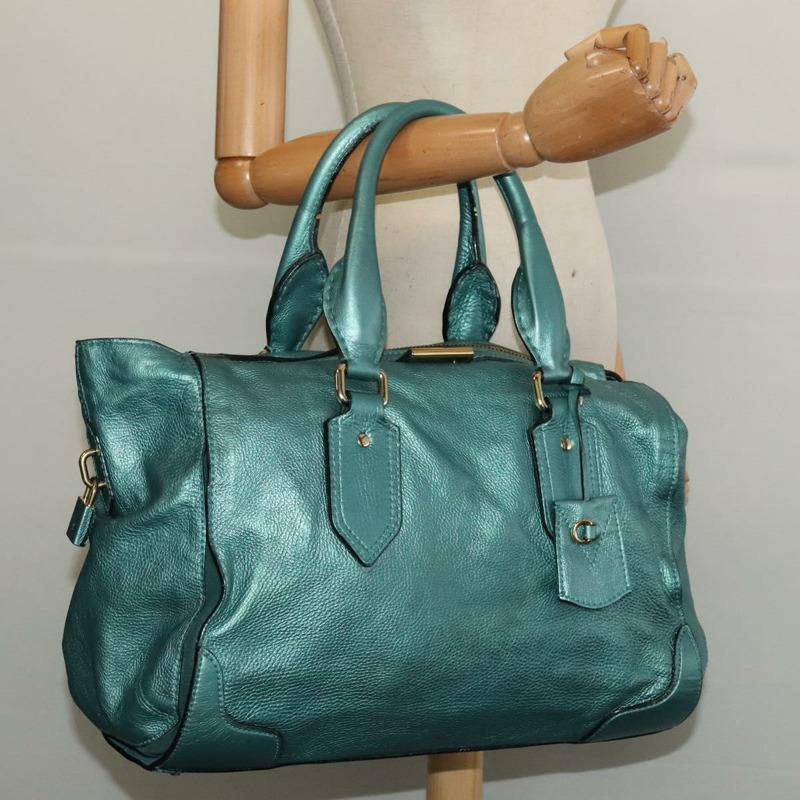 【日本直送】BURBERRY Protham 手提包 皮革 藍色 金色 正品 136277-21
