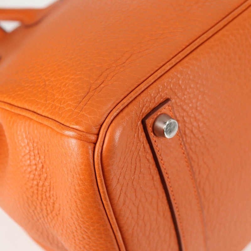 【日本直送】HERMES Birkin 35 手提包 Taurillon Clemence 橘色 銀色 正品 133217M-15