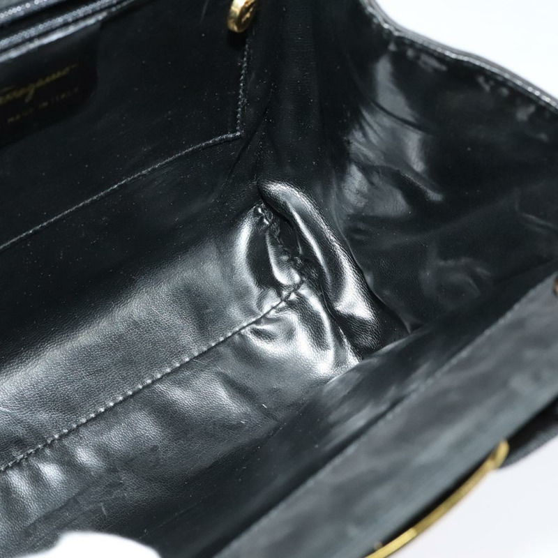 【日本直送】Salvatore Ferragamo 手提包 絨面革 2 款 黑色 銀色 正品 129645-19