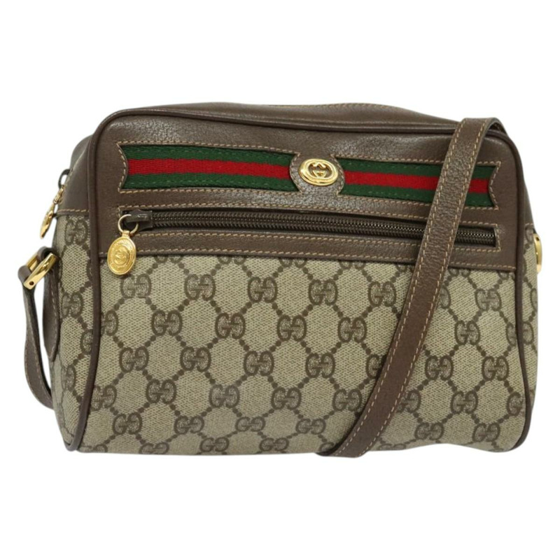 【日本直送】GUCCI GG Supreme Web Sherry Line 單肩包 PVC 米金色 正品 129651-0