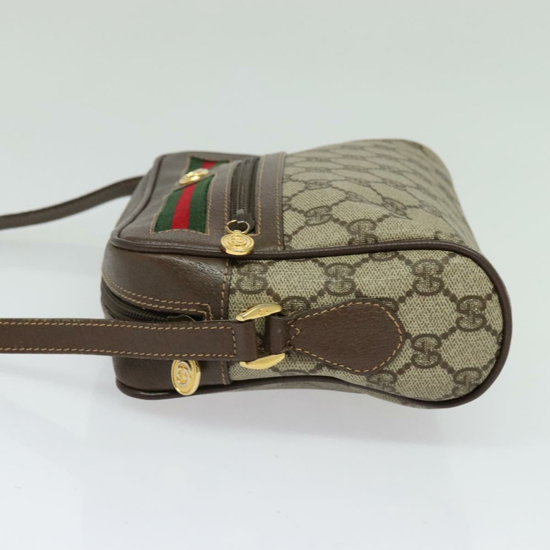 【日本直送】GUCCI GG Supreme Web Sherry Line 單肩包 PVC 米金色 正品 129651-2