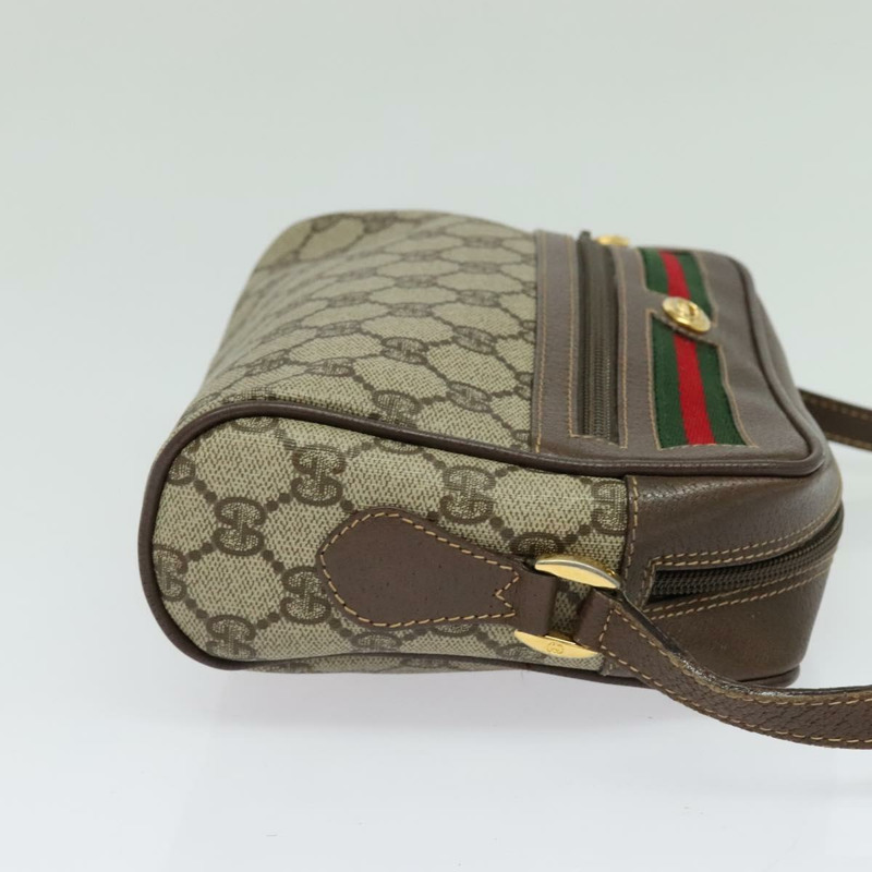 【日本直送】GUCCI GG Supreme Web Sherry Line 單肩包 PVC 米金色 正品 129651-3