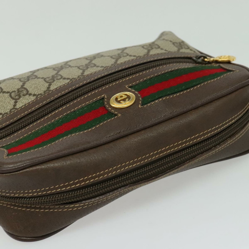 【日本直送】GUCCI GG Supreme Web Sherry Line 單肩包 PVC 米金色 正品 129651-5