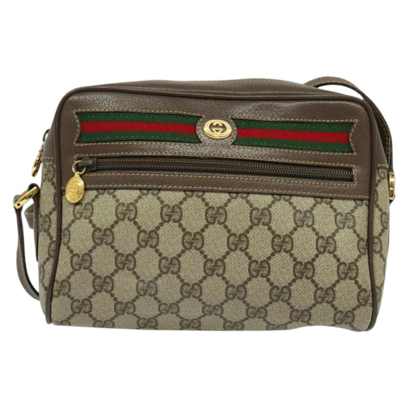 【日本直送】GUCCI GG Supreme Web Sherry Line 單肩包 PVC 米金色 正品 129651-12