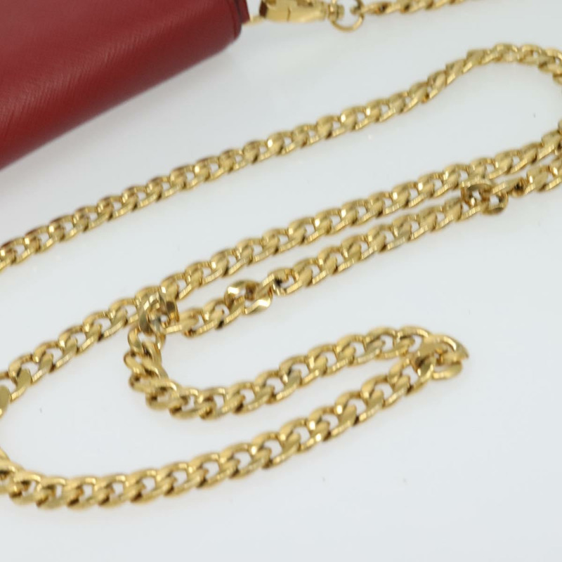 【日本直送】PRADA 鏈條單肩包 皮革 紅色 金色 正品 129643-6