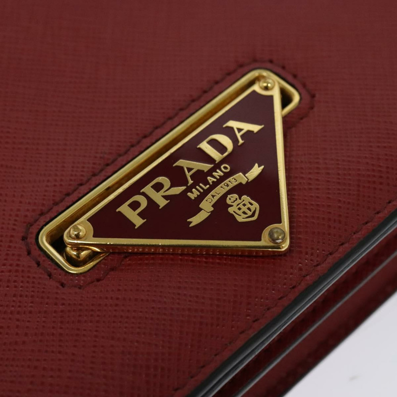 【日本直送】PRADA 鏈條單肩包 皮革 紅色 金色 正品 129643-17
