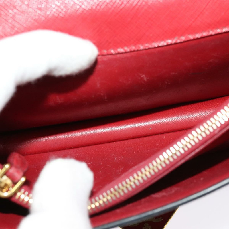 【日本直送】PRADA 鏈條單肩包 皮革 紅色 金色 正品 129643-21