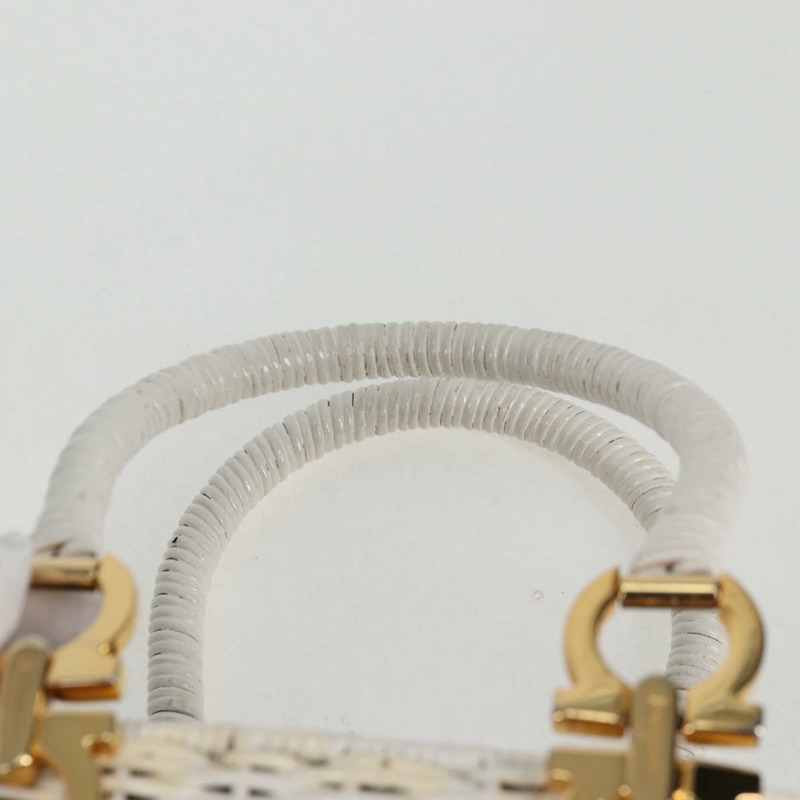 【日本直送】Salvatore Ferragamo Gancini 手提包 拉菲草 白金 正品 136858V-14