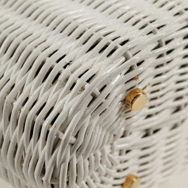 【日本直送】Salvatore Ferragamo Gancini 手提包 拉菲草 白金 正品 136858V-17