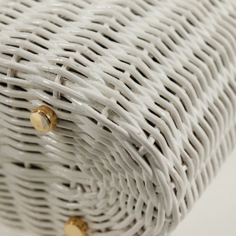 【日本直送】Salvatore Ferragamo Gancini 手提包 拉菲草 白金 正品 136858V-18