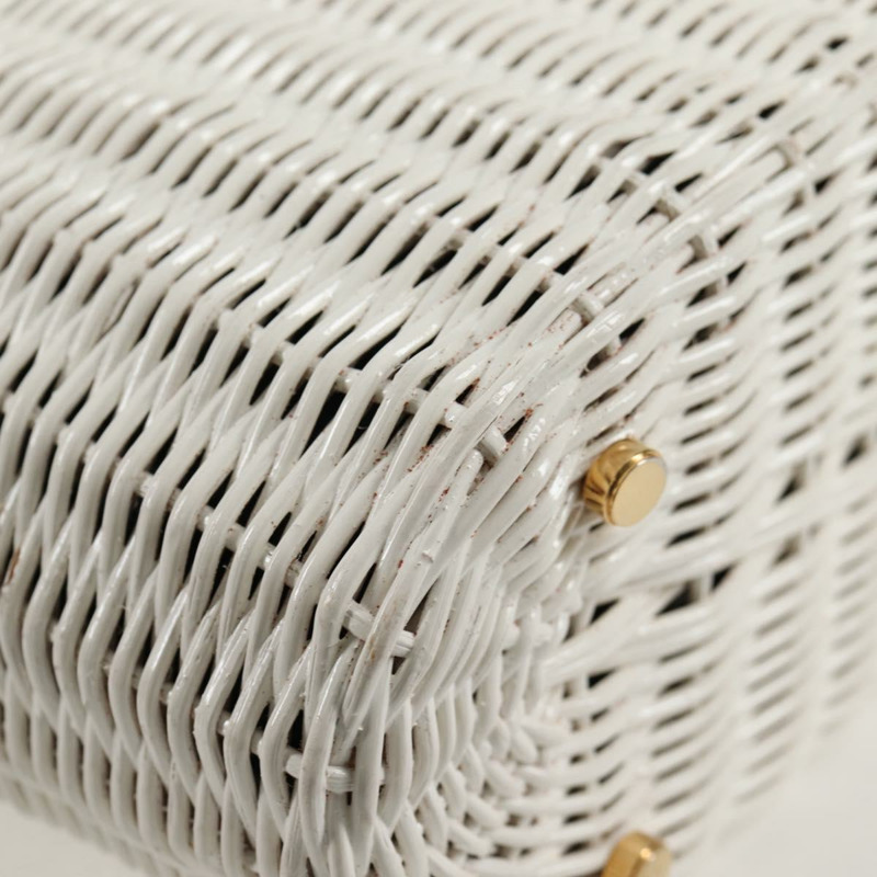 【日本直送】Salvatore Ferragamo Gancini 手提包 拉菲草 白金 正品 136858V-19