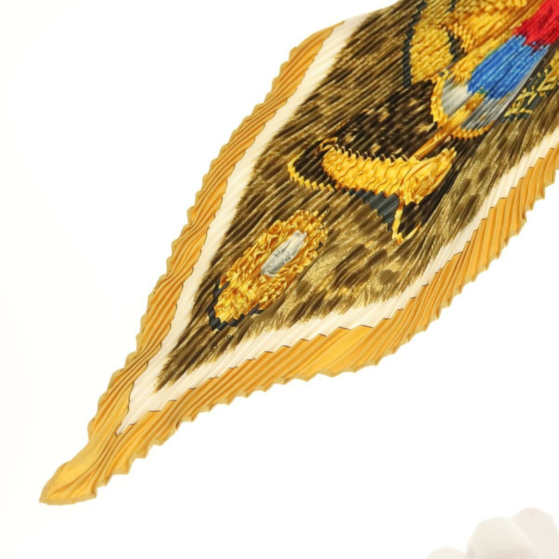 【日本直送】愛馬仕褶皺絲巾「CASQUES PLUMETS」真絲黃色正品 135394-1